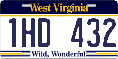 WV license plate 1HD432