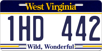 WV license plate 1HD442