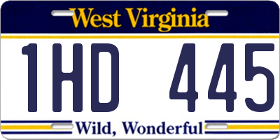 WV license plate 1HD445