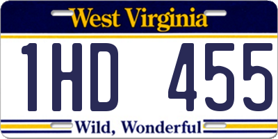 WV license plate 1HD455