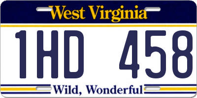WV license plate 1HD458