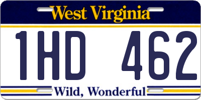 WV license plate 1HD462