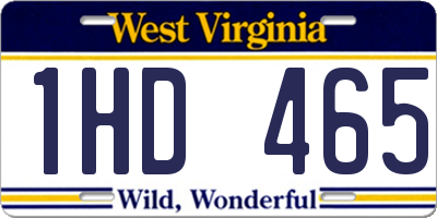 WV license plate 1HD465