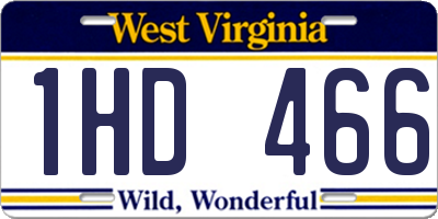 WV license plate 1HD466