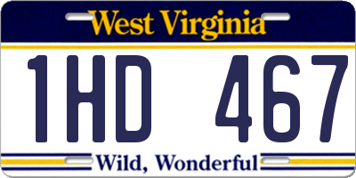 WV license plate 1HD467