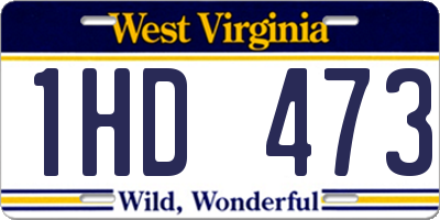 WV license plate 1HD473