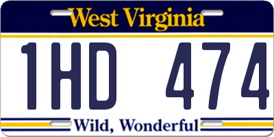 WV license plate 1HD474