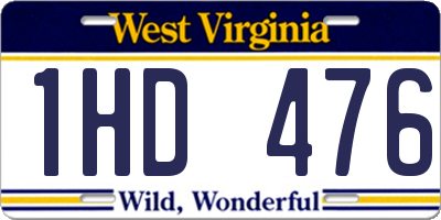 WV license plate 1HD476