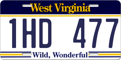 WV license plate 1HD477
