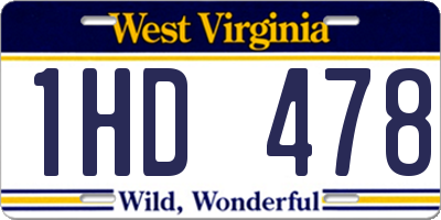 WV license plate 1HD478