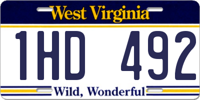 WV license plate 1HD492