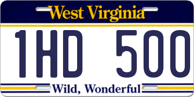 WV license plate 1HD500