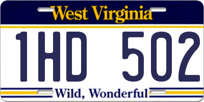 WV license plate 1HD502