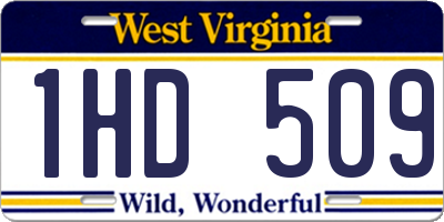 WV license plate 1HD509