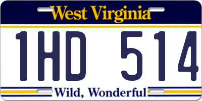 WV license plate 1HD514