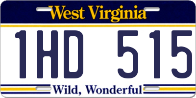 WV license plate 1HD515