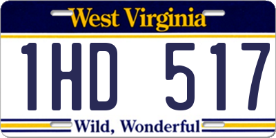 WV license plate 1HD517