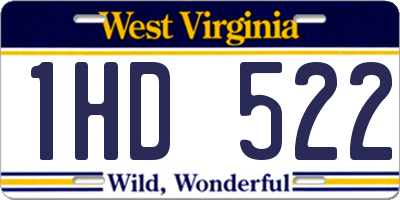 WV license plate 1HD522