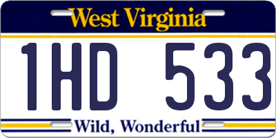 WV license plate 1HD533
