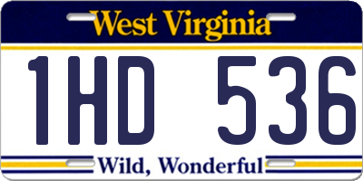 WV license plate 1HD536