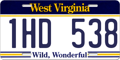 WV license plate 1HD538