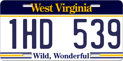 WV license plate 1HD539