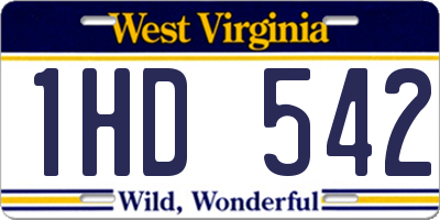 WV license plate 1HD542