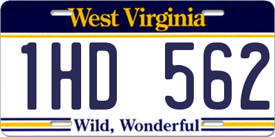 WV license plate 1HD562