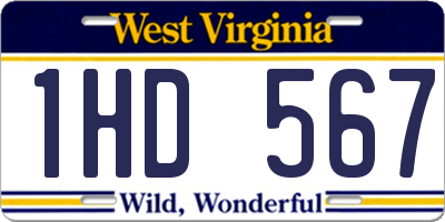 WV license plate 1HD567