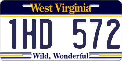 WV license plate 1HD572