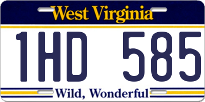 WV license plate 1HD585