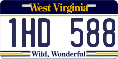 WV license plate 1HD588