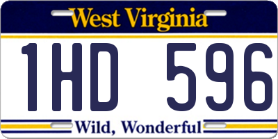 WV license plate 1HD596