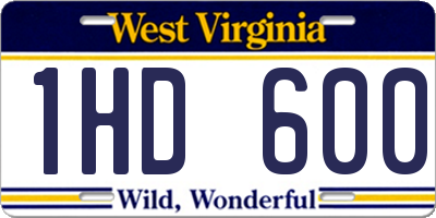 WV license plate 1HD600