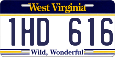 WV license plate 1HD616