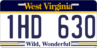 WV license plate 1HD630