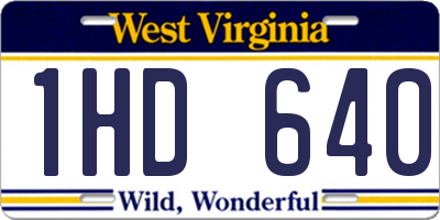 WV license plate 1HD640