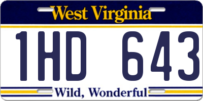 WV license plate 1HD643