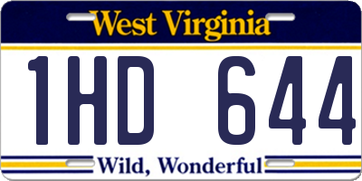 WV license plate 1HD644