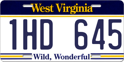 WV license plate 1HD645