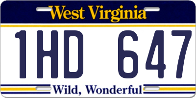 WV license plate 1HD647