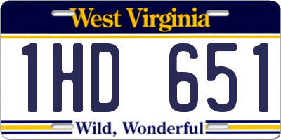 WV license plate 1HD651