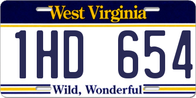 WV license plate 1HD654