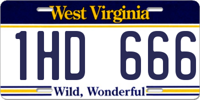 WV license plate 1HD666