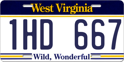 WV license plate 1HD667