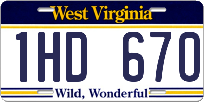 WV license plate 1HD670