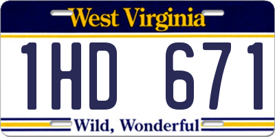 WV license plate 1HD671