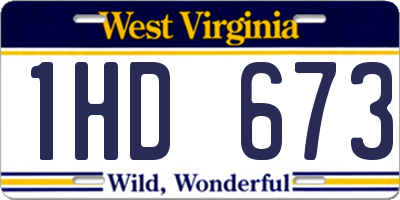 WV license plate 1HD673