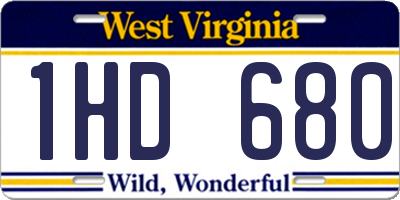 WV license plate 1HD680