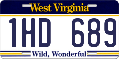 WV license plate 1HD689